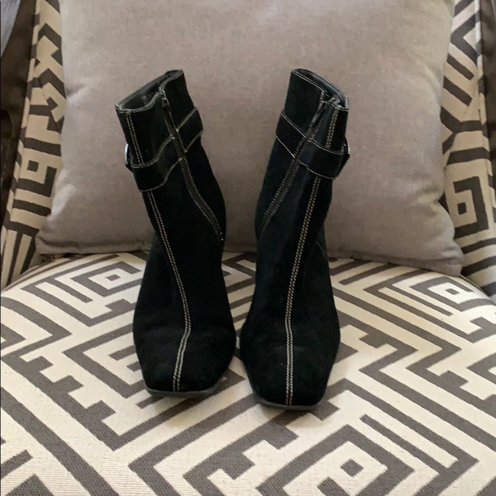 Black suede short boot